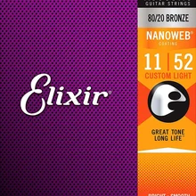 Elixir Nanoweb поливеб покрытие 80/20 бронзовая Нержавеющая Сталь Струны для акустической гитары