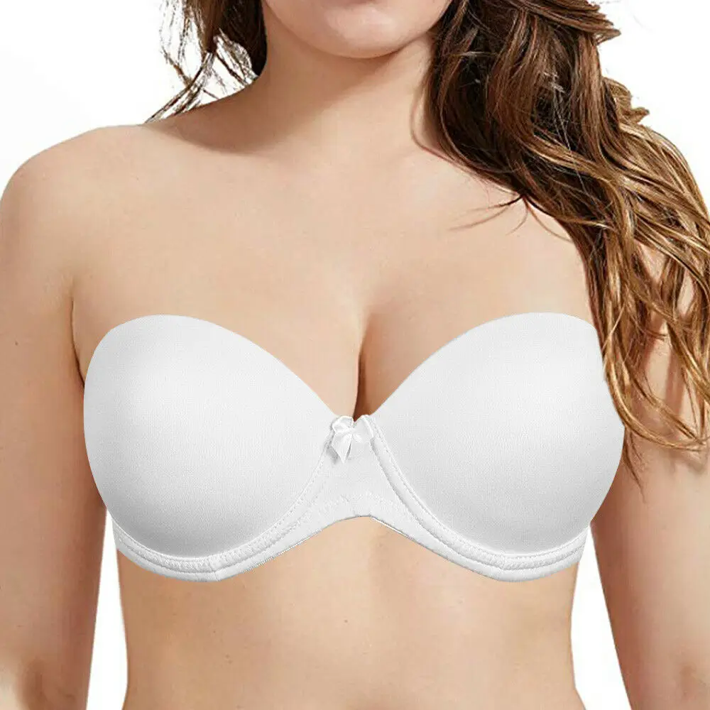 

Pure White Bras For Women Sexy Lingerie Bone Wire Push Up Padded BRAS Halter Strapless Bra A B C D E F 70 75 80 85 90 95