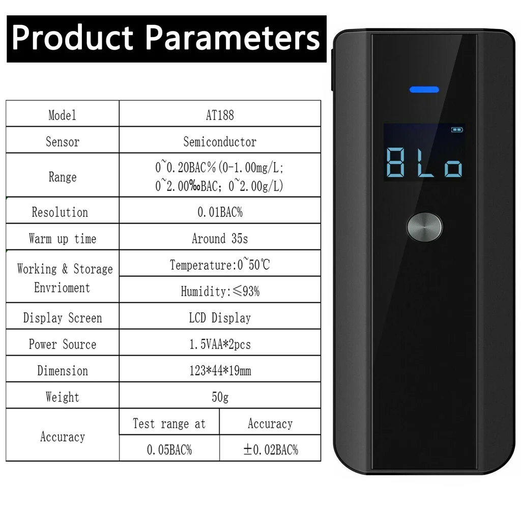Digital Alcohol Tester LCD Police Professional Breathalyzer Grade Accuracy Portable Alcoholimeter Detector Alcohol Test Tool