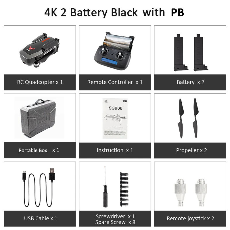 2B Black with PB Профессиональный Дрон SG906 с двойным gps, 5G, wifi, FPV, с Селфи, складная, 4 K, HD камера, Радиоуправляемый Дрон, складной Квадрокоптер, 800 м, на большое расстояние - Цвет: 2B Black with PB
