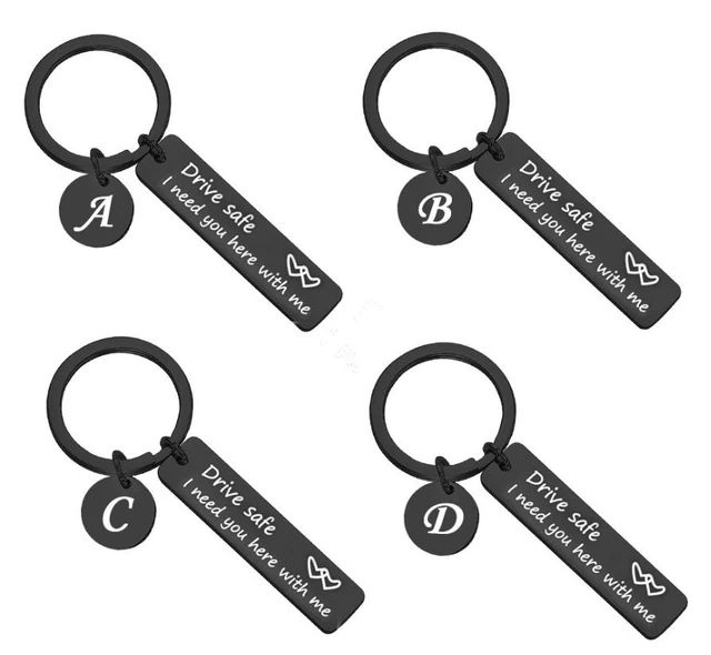 Drive Safe Keychain Present Favors for Trucker Husband Dad Boyfriend  Birthday 26 Letters Black Key Rings+Box Handsome Gifts 50PC - AliExpress