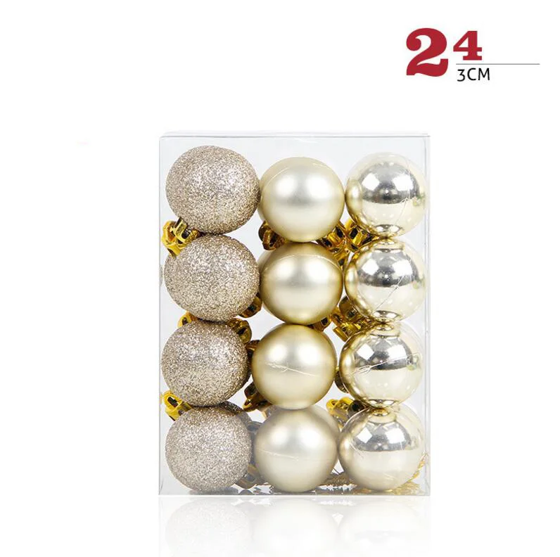 Champagne gold 24 шт./компл. 30 мм Рождественская елка шар-безделушка висит украшение для домашней вечеринки декор Лидер продаж Рождественская елка шар поставки - Цвет: Champagne gold