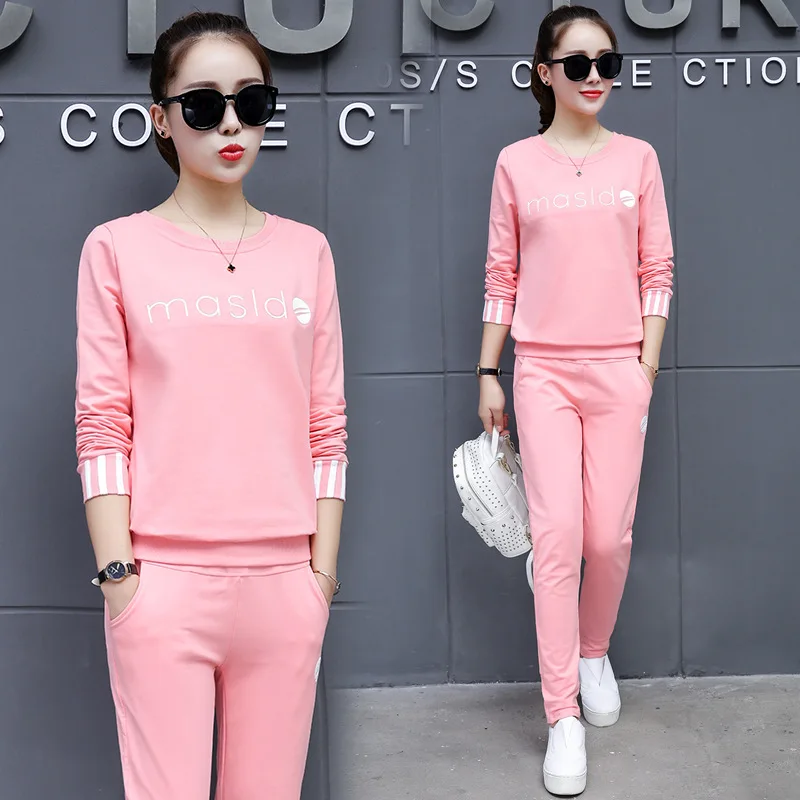 

2019 New Style Spring And Autumn Quarter Winter WOMEN'S Dress Korean-style Fashion Leisure Suit Students Hoodie Sports Clothing