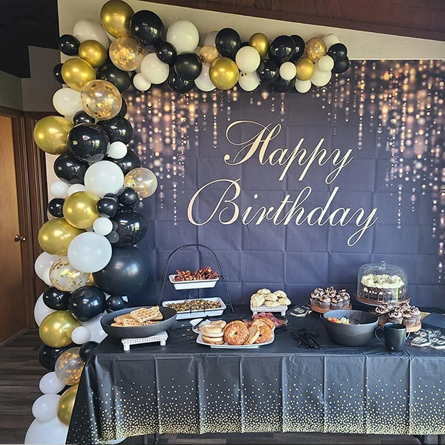 Black, Silver and Gold Balloon Garland Kit Adult Birthday Decorations,  Graduation Party, Retirement Party Decorations, New Years Party 