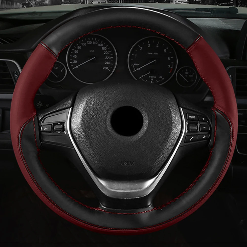 Чехол рулевого колеса автомобиля подходит для Kia Morning(Picanto) Rio ceed Stonic NIRO Sportage Carens Audi A1 A3 A4 A5 A6 Q2 Q3 Q5 и т. д - Название цвета: Wine red