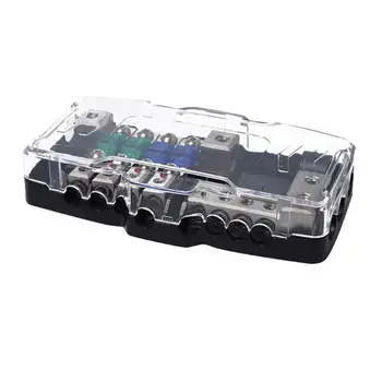 

4 Way Car Mini ANL Blade Fuse Holder Box Zinc Alloy and PC Prevent Excessive Current 2 in 4 out Power Distribution Block
