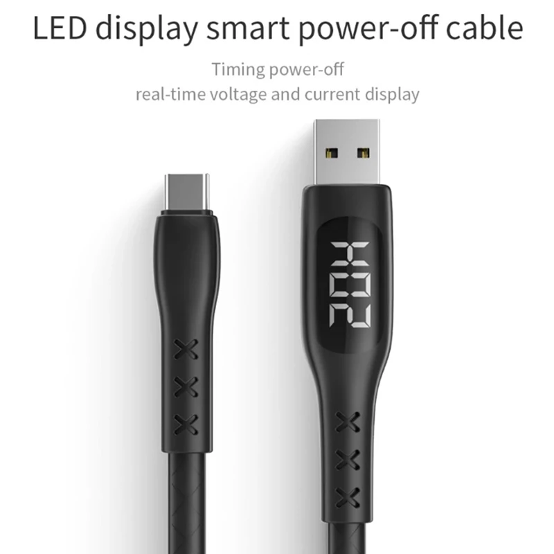 

Smart Timer Charge Cable 1.2m For Android Xiaomi Huawei iPhone Timing Power-off Data Line, Current Voltage Display Charging Wire