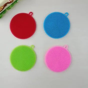 

Round Silicone Dish Bowl Scouring Pad Kitchen Accessories Washing Tool Cleaning Brush Wash Brushes Multifunction Portable