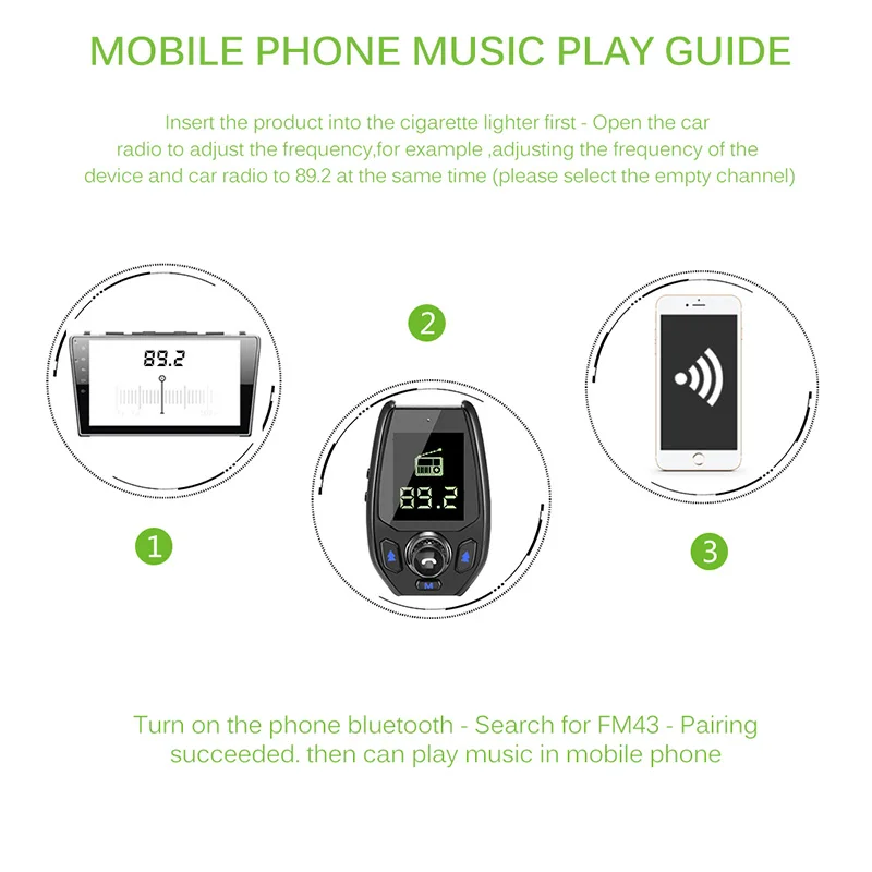 AUX Mp3 плеер, fm-передатчик, fm-модулятор, Bluetooth 5,0, автомобильный комплект, Hands Free Play, поддержка TF карты, U диск, воспроизведение музыки, плеер