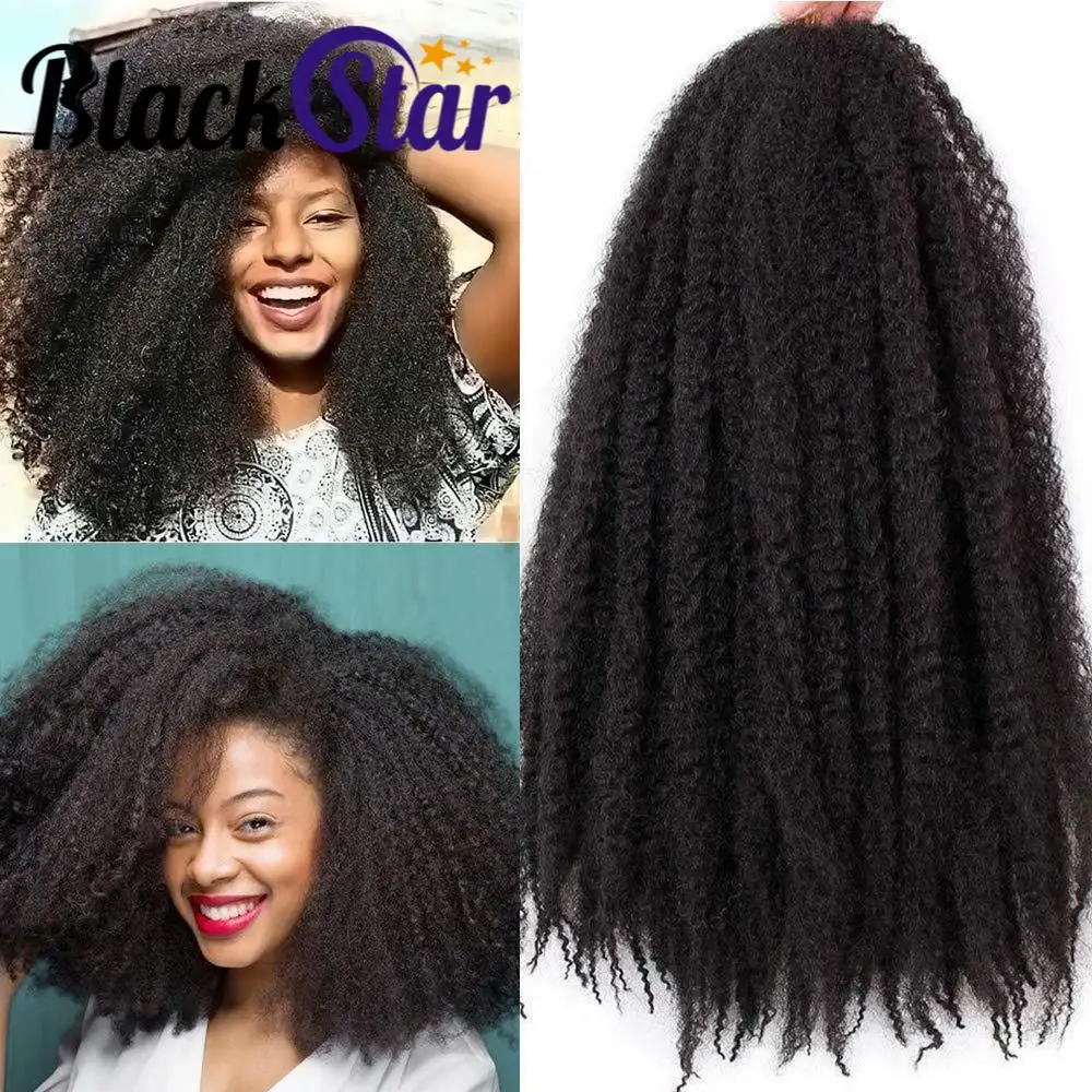 Black Star Marley Hair for Twists Afro Kinky Twist Crochet Hair 18 Inch Ombre Synthetic Braiding Hair Extensions for Women
