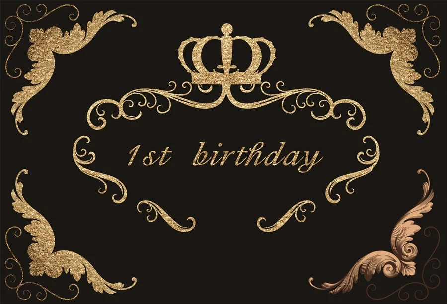 Laeacco Happy 18th birthday party Золотой плакат с короной портретный фотографический фон фотофоны фотосессия Photo Stuidio - Цвет: NZY00618