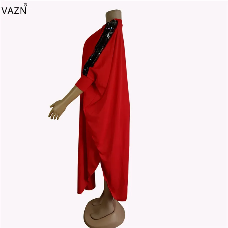 VAZN летние бриллианты без пятен, сексуальные, модные, однотонные, с рукавом летучая мышь, шифоновое, свободное, для отдыха, макси платье для женщин YW08
