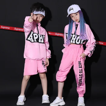 

Less Children Hip Hop Pink Colour Loose Coat Jacket Bring Back The Feet Pants Hiphop Hip Hop Show Serve Suit