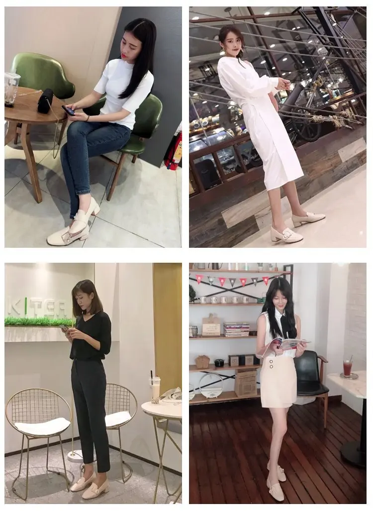 British Style Women's Loafers PU Leather Low Square Heels Shoes Slip On Square Toe Metalic Shoes Casual Shoes Women's Shoes
