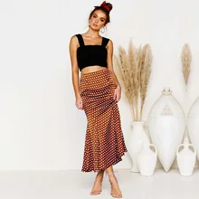 Универсальная Повседневная Женская юбка-карандаш, облегающая, в горошек, сексуальные, вечерние, тянущиеся, миди, для покупок, эластичная талия, для свиданий