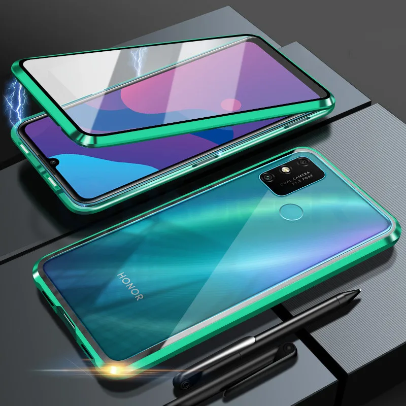 Магнитный чехол для Huawei Honor 9a двухсторонний чехол-накладка из закаленного стекла