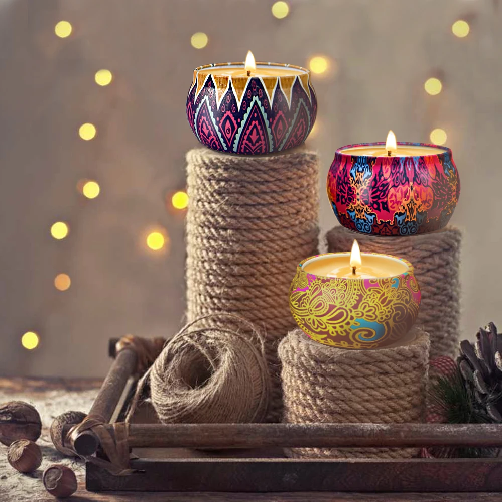 Четырехкомпонентная Ароматизированная Бездымная свеча, соевый воск, ароматизированный подарочный набор свечей для домашнего офиса, спа, ароматерапия и идеальный подарок