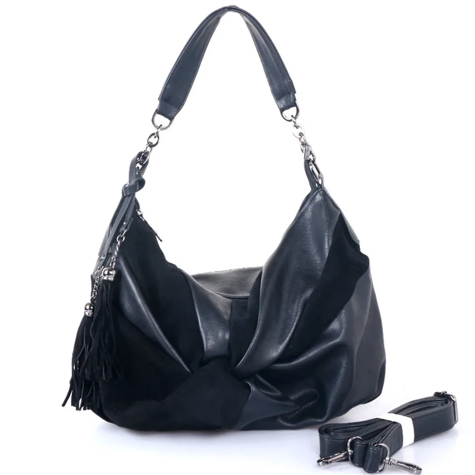 Black Bag Модная женская сумка-хобо, Высококачественная сумка из нубука, мягкая сумка-шоппер на плечо, модные сумки, женские роскошные сумки, новинка - Цвет: Black Bag