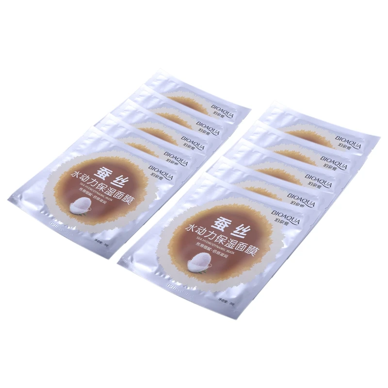 Bioaqua10Pcs Шелковая Маска увлажняющая усадка пор контроль масла отбеливающая маска для лица увлажняющая уход за кожей лица