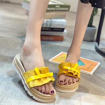 

Rimocy Yellow Thick Bottom Platform Slippers Women Summer Lightweight Wedges Sandals Woman Outdoor Casual Flip Flops Ladies