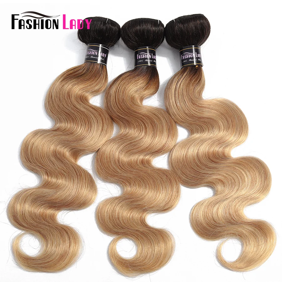 Ombre Human Hair Weave Bundles Honey Blonde T1b 27 Body Wave Bundles Brazilian Human Hair 1 Piece Non-remy Extension