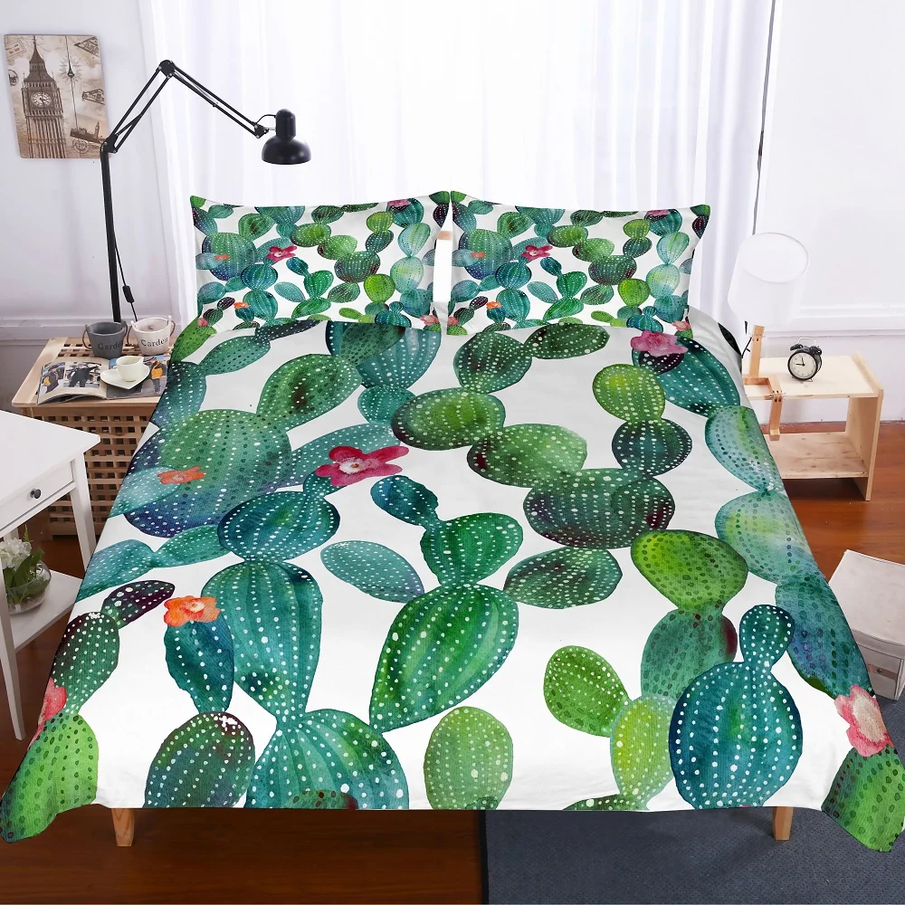 Покрывало из микрофибры с тропическими растениями и кактусами 2/3 шт.|Комплекты