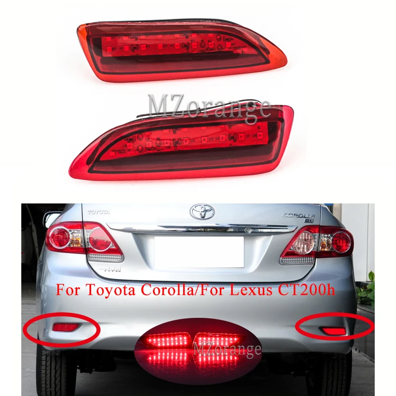 

MIZIAUTO 1Pair Rear Bumper Reflector Light For Toyota Corolla/For Lexus CT200h Red Bulb Warning Brake Tail Lamp Car Accessories