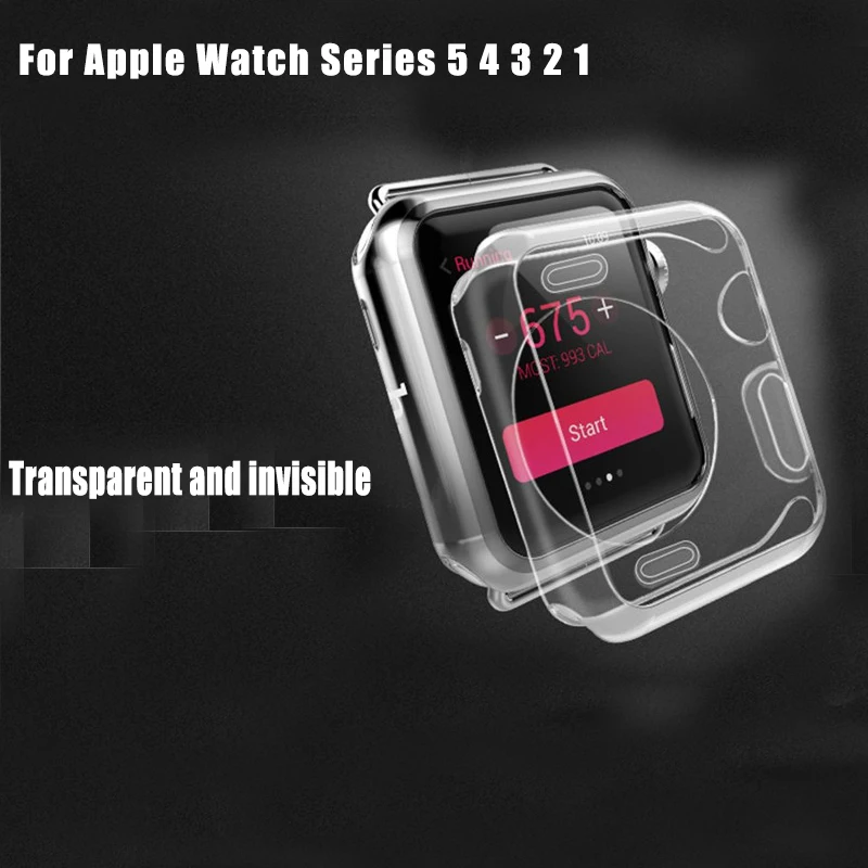 

TPU case for apple watch series 5 4 3clear cover watch protector for iWatch 2 1 38mm42mm 40mm44mm slim fit Ultra-thin frame band