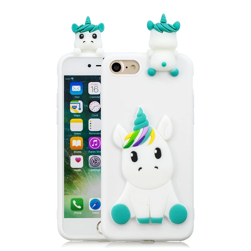 Чехол на для iPhone 5 5S SE iPhone 7 Чехлы 3D единорог силиконовый чехол для Coque iPhone X 6 s 8 плюс Чехол для телефона Capinha Funda для женщин - Цвет: Белый