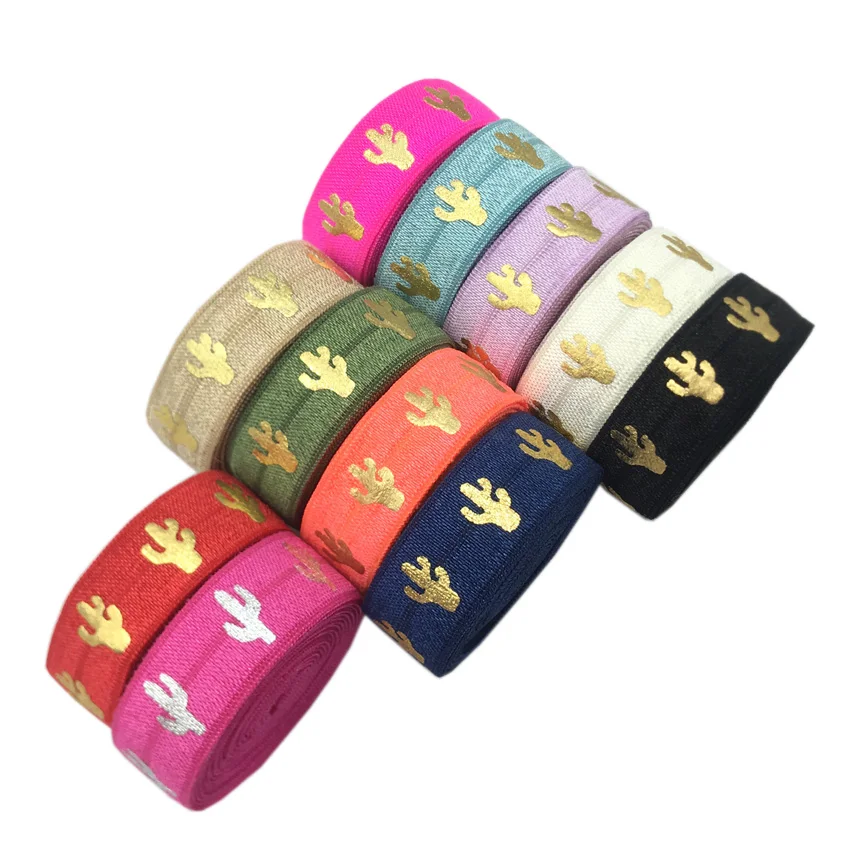 

10 ярдов, 15 мм, лента из серебристой и золотой фольги с изображением кактуса