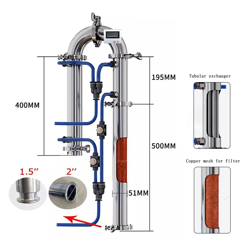 Stainless Steel Distiller with Copper Mesh