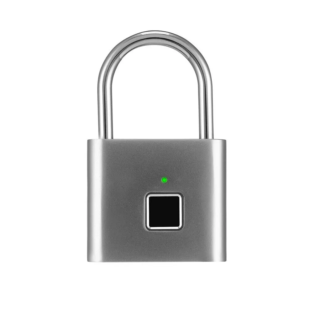 Keyless USB Перезаряжаемый дверной замок, отпечаток пальца, умный замок, быстрая разблокировка, цинковый сплав, металл, саморазвивающийся чип - Цвет: Серебристый