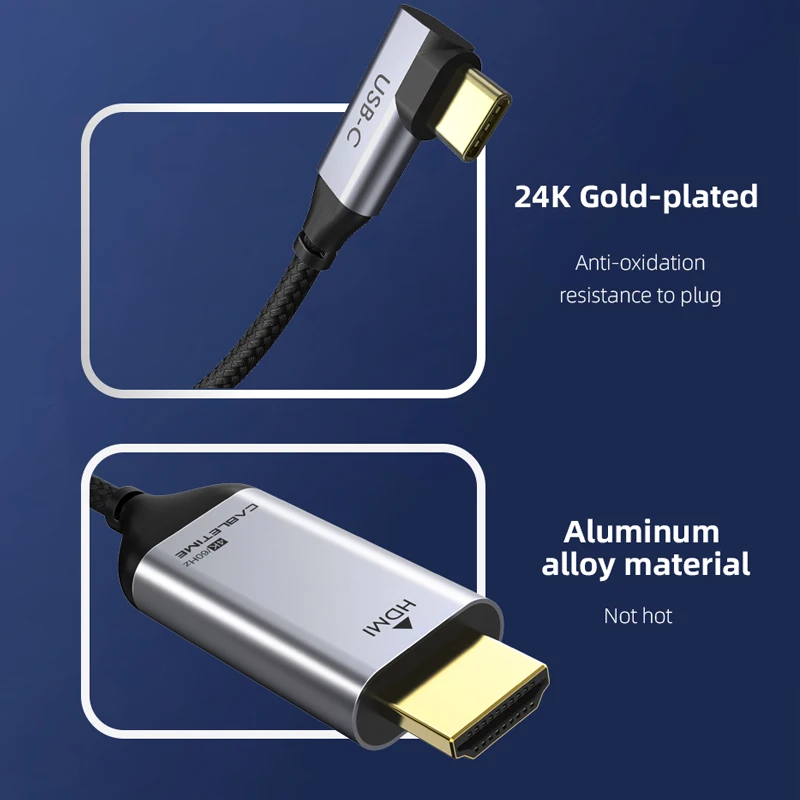 CABLETIME-USB C HDMI ̺ cŸ-HDMI Ʈ 3 4K 60Hz, ȭ ƺ Ｚ  S8 + ǻ Ʈ C030