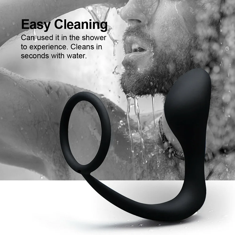 Plug anale massaggiatore prostata in silicone con anello pene_voghion.com