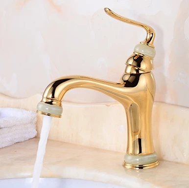 Gold Vidric, китайский стиль, кран для раковины, золотой кран для раковины, кран для горячей и холодной воды, смеситель, одной ручкой, бронзовый кран EL200 - Цвет: Gold