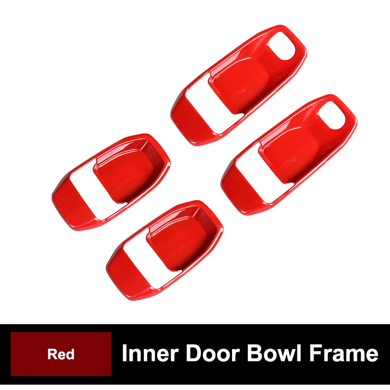 Paint Red QHCP, автомобильная внутренняя дверная ручка, чаша, рамка, накладка, АБС-пластик, углеродное волокно, стиль, черная краска, красный, 4 шт., для Jeep Wrangler - Название цвета: Paint Red