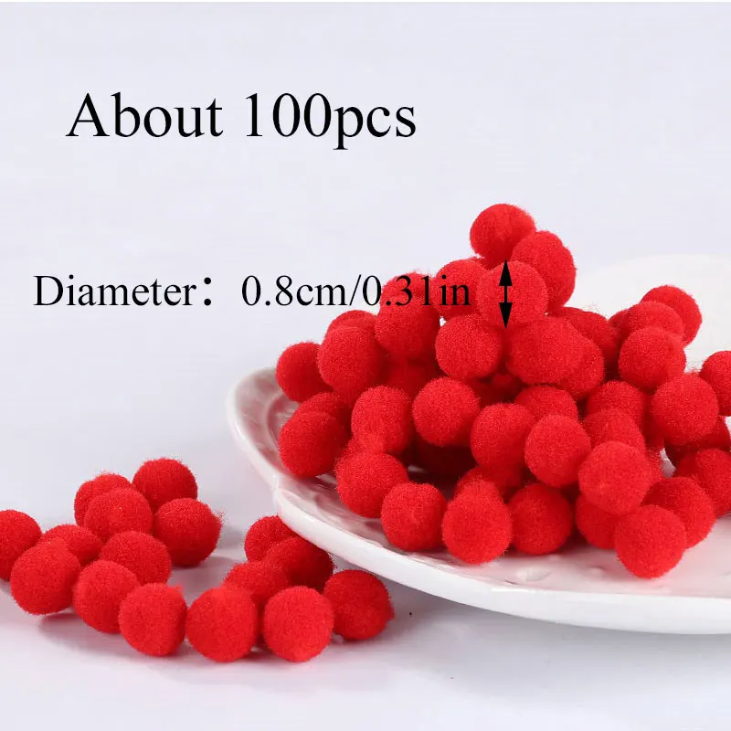 

About 100Pcs 8mm Mini Fluffy Soft Pompoms Ball Handmade Kids Toys Wedding Decor Multicolor DIY Sewing Craft Supplies Wholesale