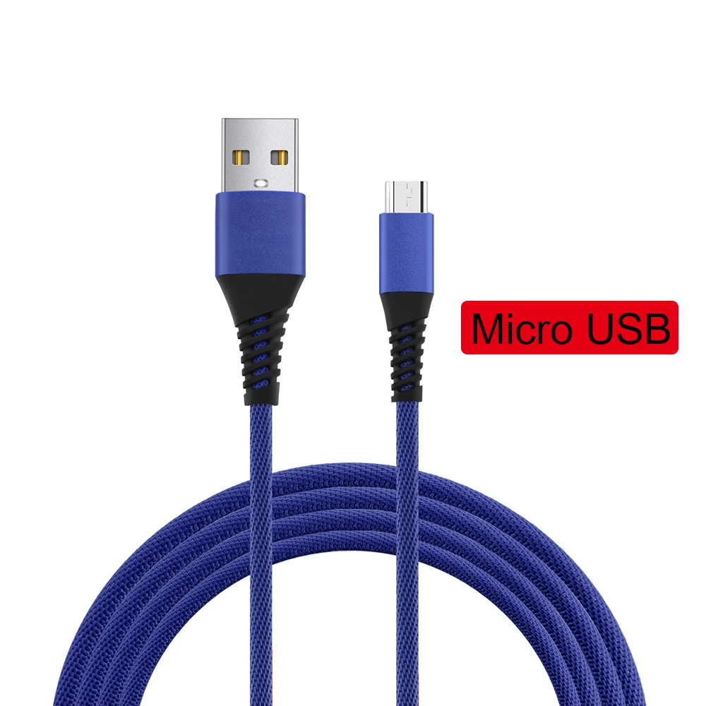 Кабель для быстрой зарядки Micro type-C usb type C USBC Micro USB C кабель для зарядки телефона кабель для передачи данных 2.1A 1 м высокая скорость зарядки - Цвет: Blue-Micro