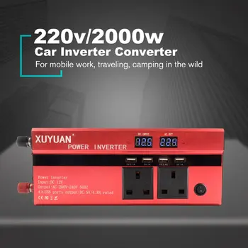 

XUYUAN 2000W Car Power Inverter DC 12V To AC 220V Converter USB Charger Adapter Portable Auto Modified Save UK Plug