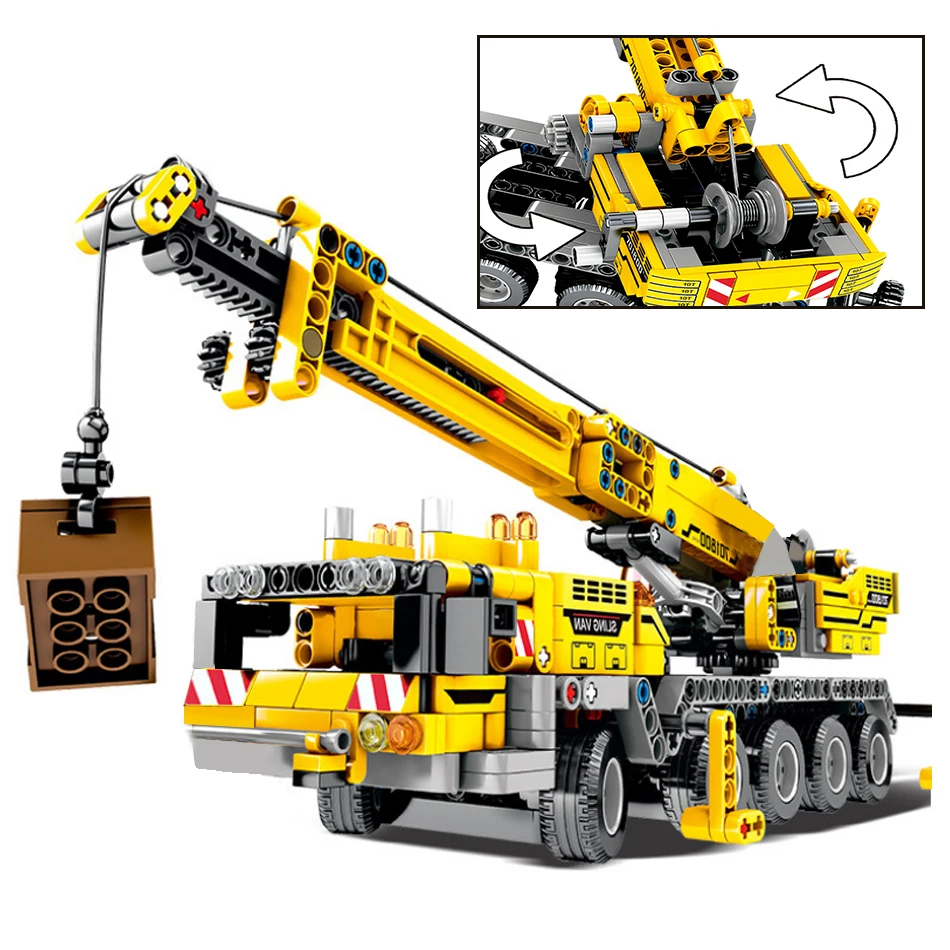 

665PCS Mechanical Crane Truck Engineering Vehicles City Figures Building Blocks Set Compatible legoed Technic Car Children Toys