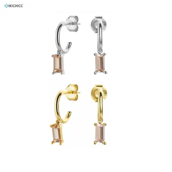 

Kikichicc 2020 925 Sterling Silver Champagne Crystal Drop Earring Zircon CZ Loops Circle Ohrringe Piercing Earring Jewelry
