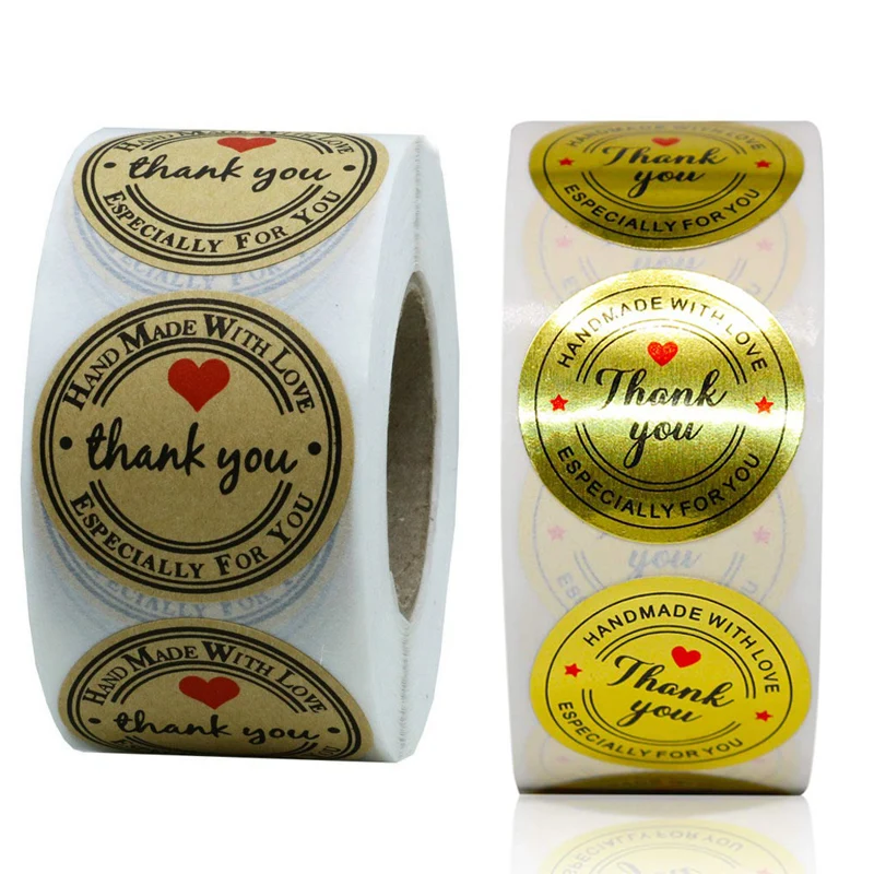 

Handmade with Love Especially for You Thank You Stickers with Black Font and Red Heart Bakery Labels Decorative Sealing Packing