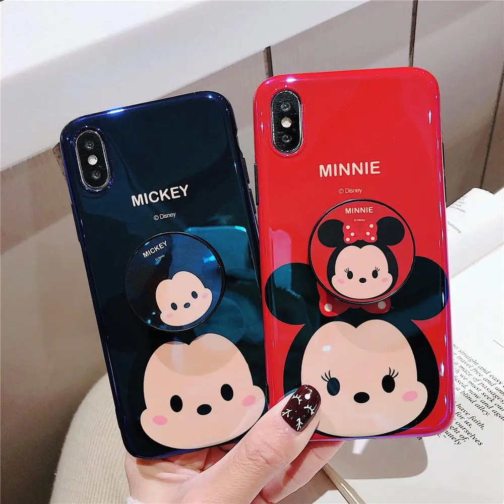 

Glossy Cute Cartoon Baby Mouse Couple Soft Silicone Phone Cases for iphone 6 6s 7 8 Plus 10 X XR XS 11 Pro Max Blue Back Cover