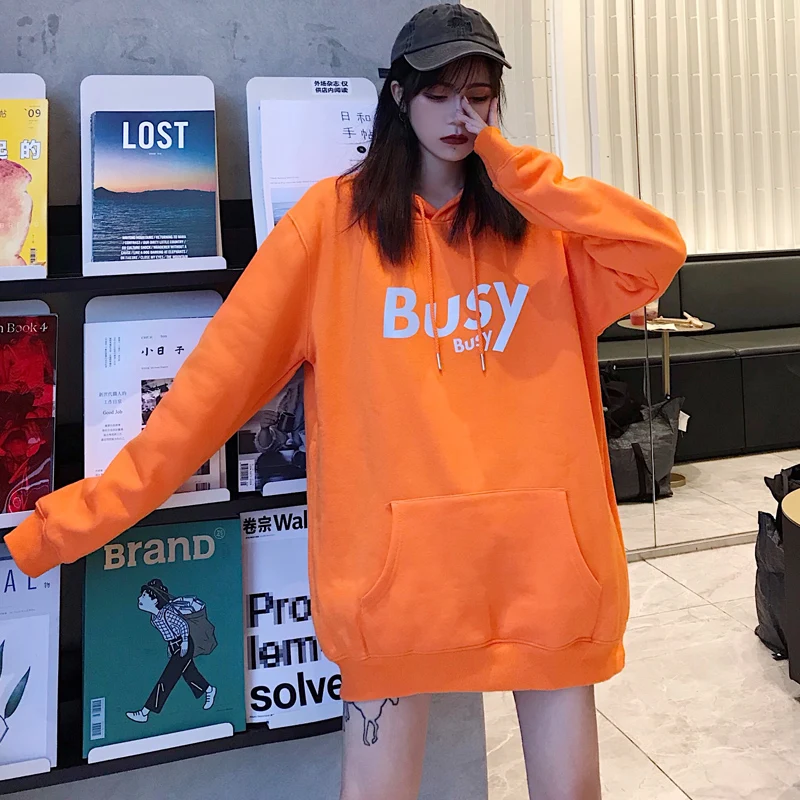 Harajuku Reflective Women Hoodie letter print Winter fashion Solid color hip-hop streetwear night shiny pullovers clothes