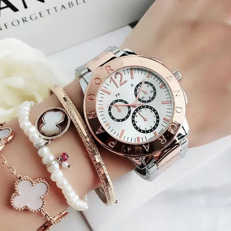 Reloj de cuarzo de marca de lujo para mujer, pulsera de acero inoxidable, resistente al agua