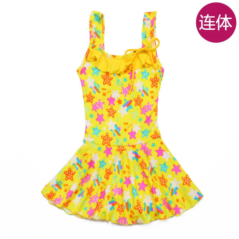 1114 yellow Купальный костюм, красивая детская Солнцезащитная одежда с прямым углом наклона, Детская Пышная юбка принцессы, купальный костюм - Цвет: 1114 yellow