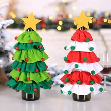 Рождественская бутылка вина Стикеры для сосков юбка Рождественский комплект для обеденного стола бутылка украшения Copertine per bottiglie di vino di natale