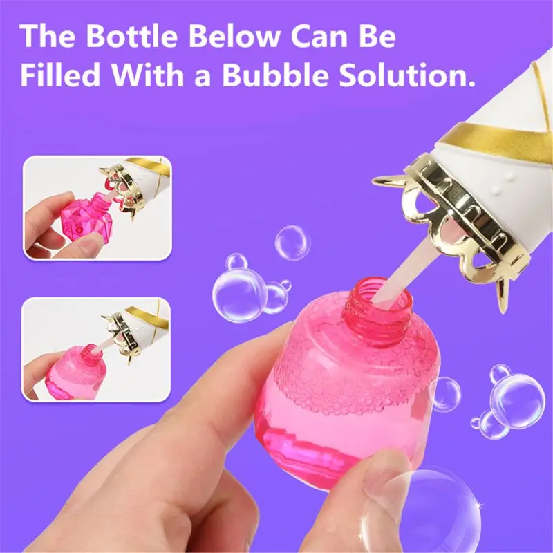 Musical Light-up Bubble Magic Wand Bubble Machine Bubble Blower with 2 Bottles Bubble Solution, 2 Settings, Gift for Kids Girl 4