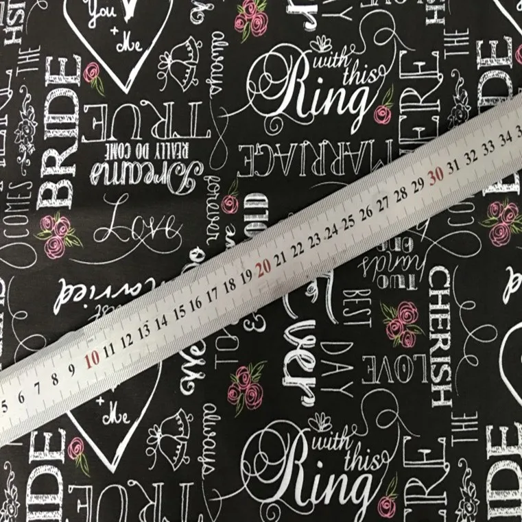 105 см Ширина Свадьба невесты с этим кольцом черный хлопок ткань для маленьких девочек одежда постельные принадлежности набор Hometextile занавески DIY-BK762