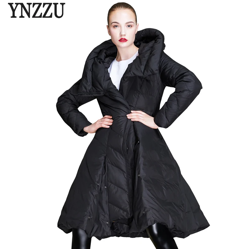 INKEO  Luxury Winter Women Pleated Down Jacket Elegant Skirt Type 90% White Duck Down Coat Female Thick Overcoat Pink O688